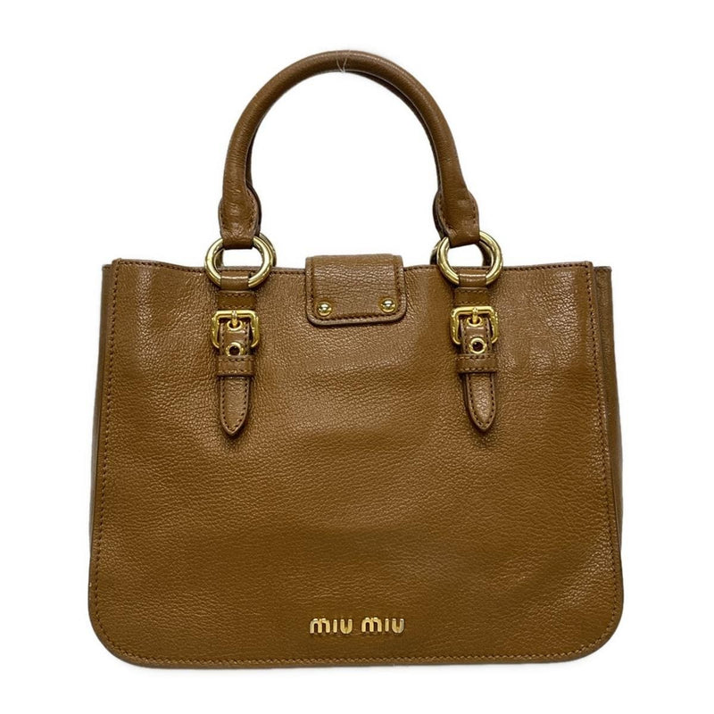 Miumiu Tote Bag Brown Leather