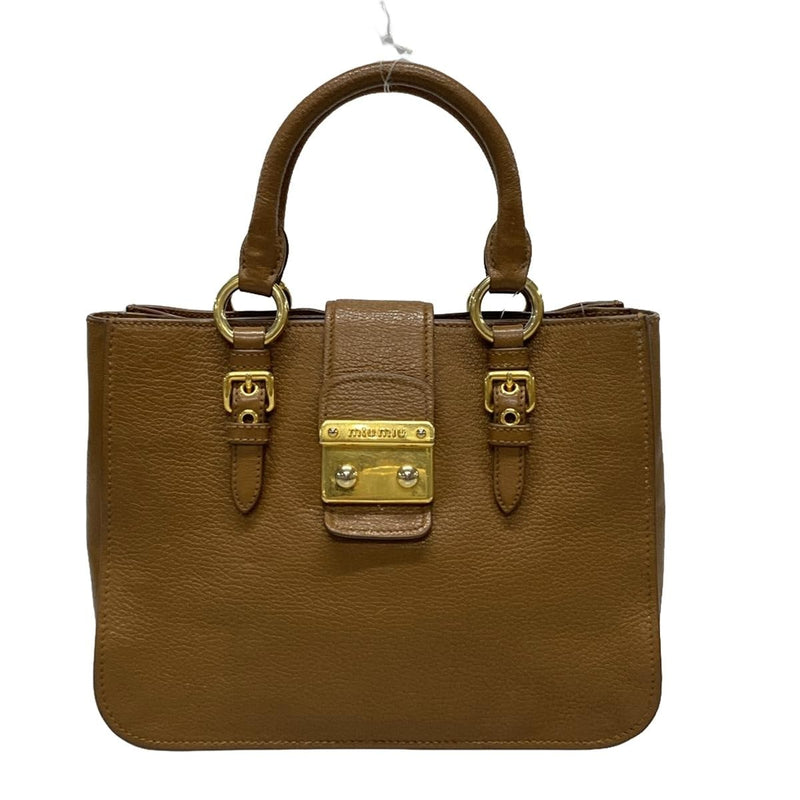 Miumiu Tote Bag Brown Leather