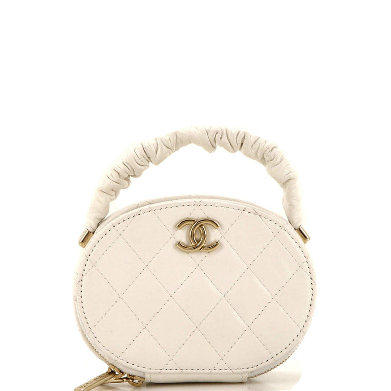 Chanel Cc Ruched Oval Top Handle Quilted