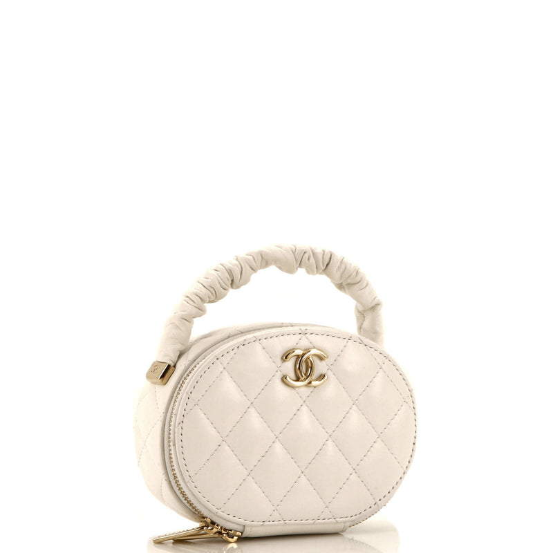 Chanel Cc Ruched Oval Top Handle Quilted