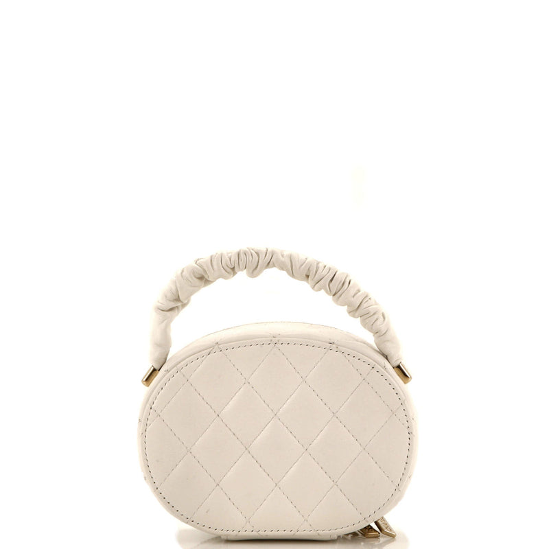 Chanel Cc Ruched Oval Top Handle Quilted