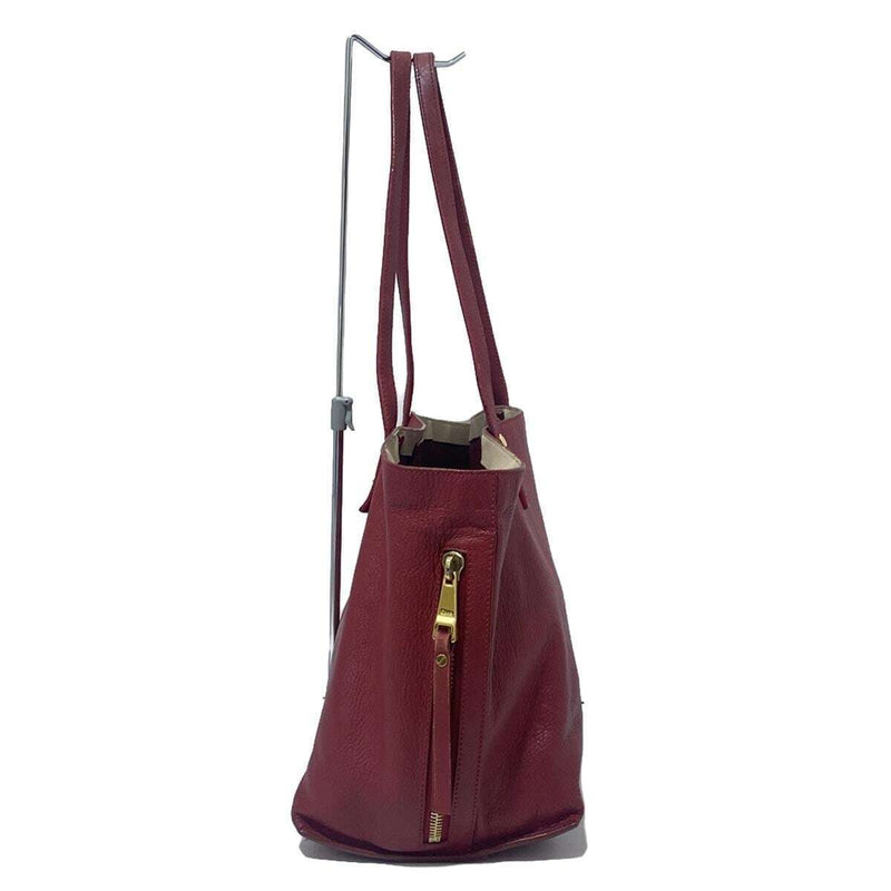 Chloe Dilan - Red Leather Tote Bag