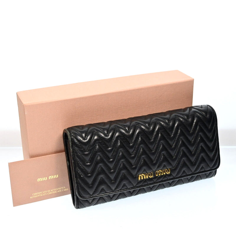 Miu Logos Matelasse Leather Long