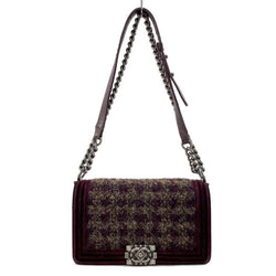 Chanel Boy Shoulder Bag Bordeaux Beige