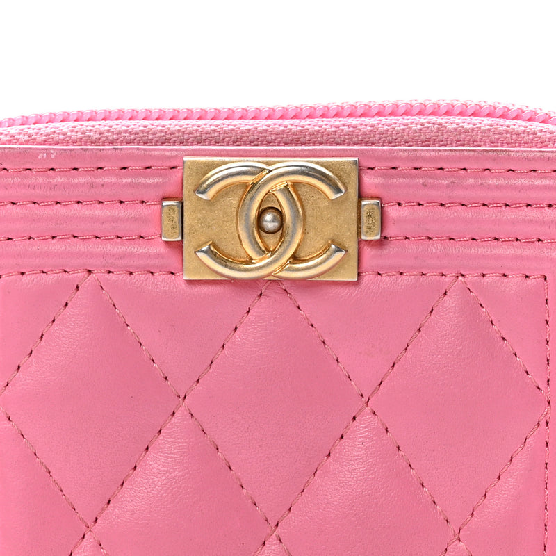 Chanel Calfskin Quilted Boy Zip Around