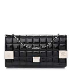 Chanel Patent Chocolate Bar Chain Clutch