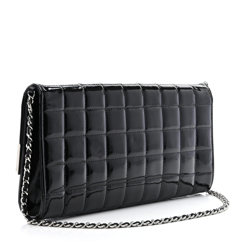 Chanel Patent Chocolate Bar Chain Clutch