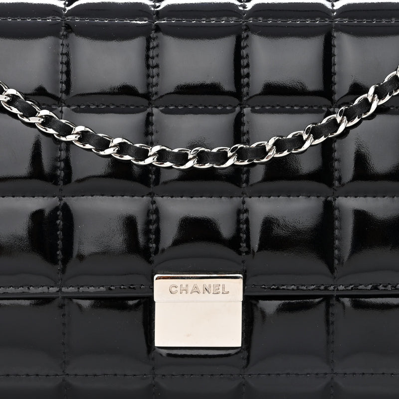 Chanel Patent Chocolate Bar Chain Clutch