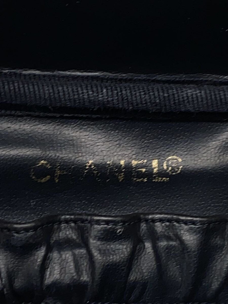 Chanel Pouch Sheepskin Blk Solid Color