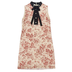 Gucci Floral Linen Ribbon Frill Dress