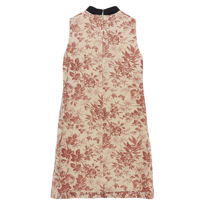 Gucci Floral Linen Ribbon Frill Dress