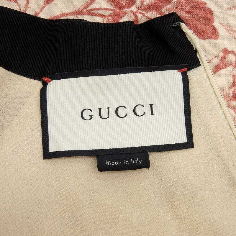 Gucci Floral Linen Ribbon Frill Dress