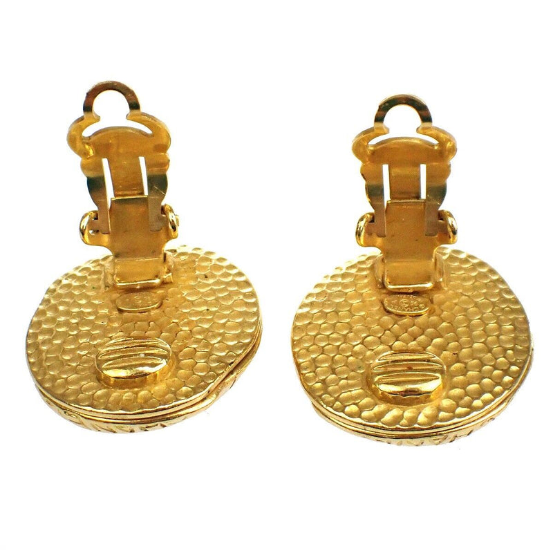 Chanel Cc Round Button Earrings Clip-On