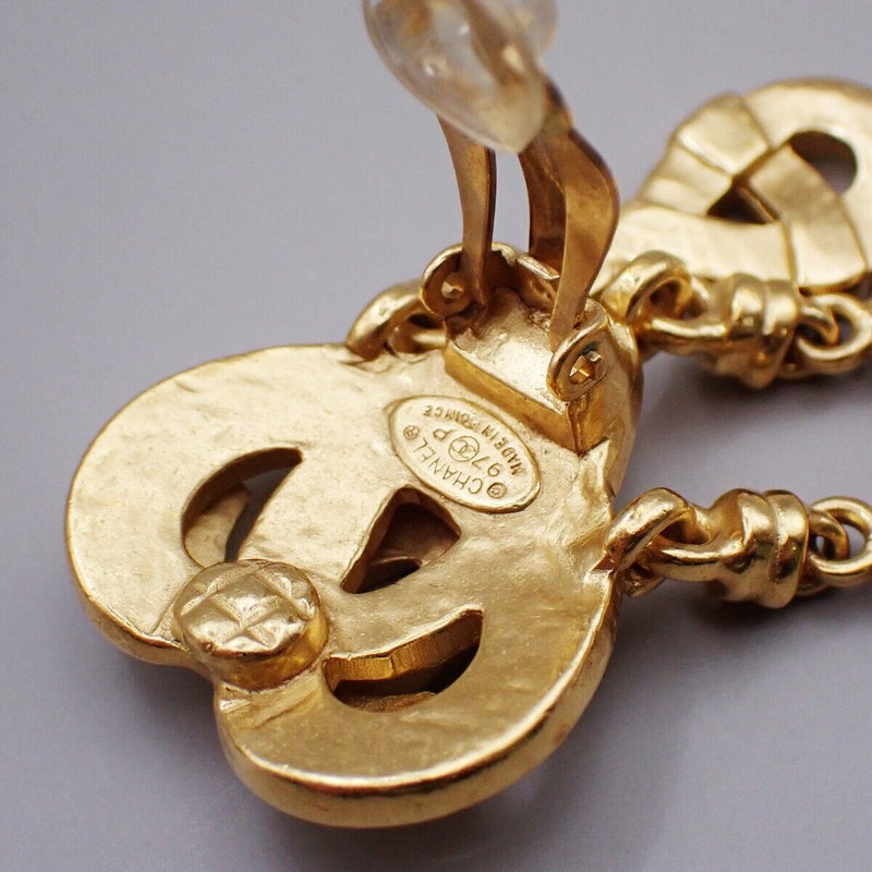 Chanel Cc Logo Heart Drop Earrings 97P