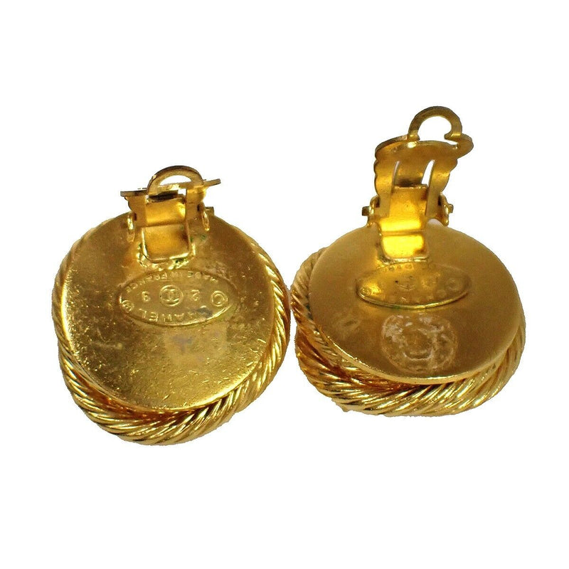 Chanel Cc Round Button Earrings 29 Clip-