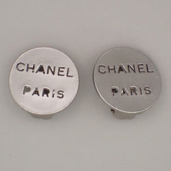 Chanel Logo Paris Round Button Earrings