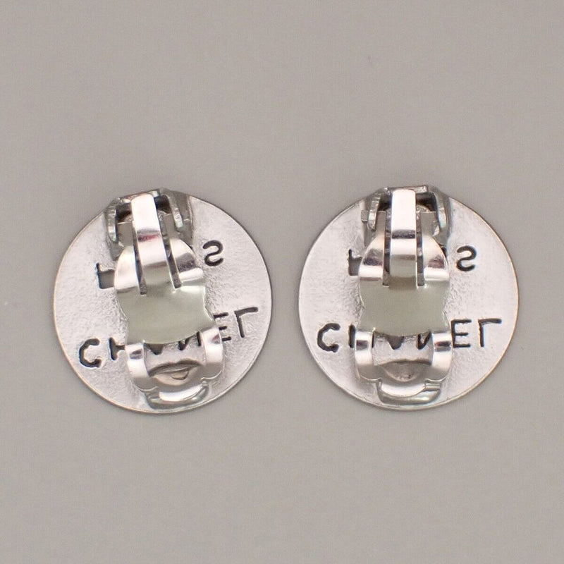 Chanel Logo Paris Round Button Earrings