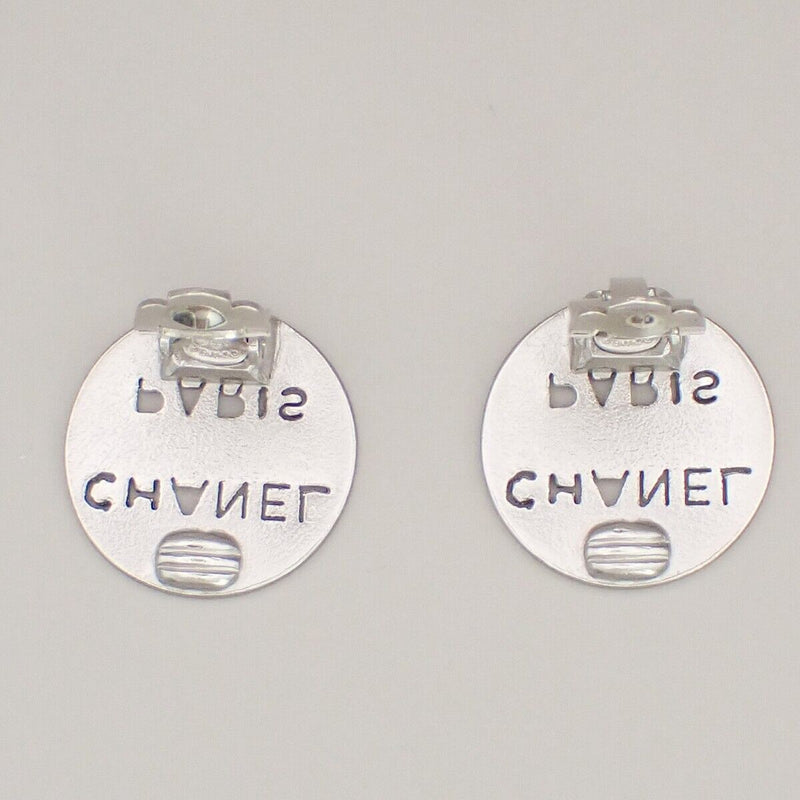 Chanel Logo Paris Round Button Earrings