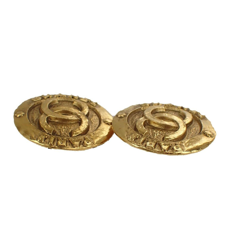 Chanel Cc Round Xl Button Earrings 28