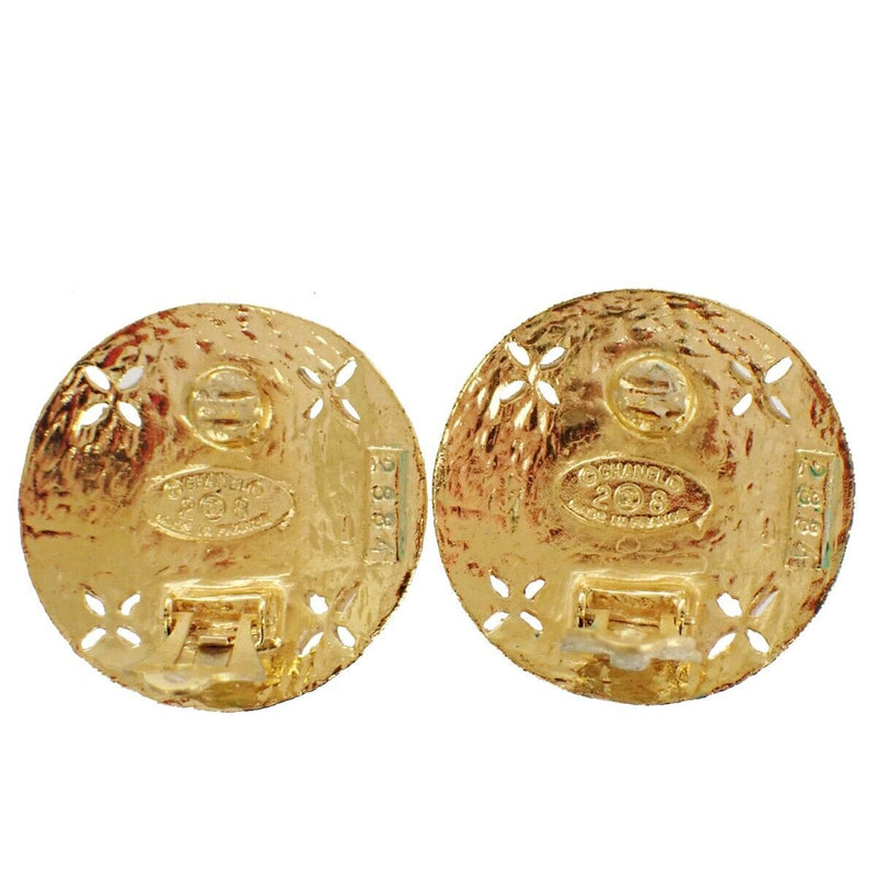 Chanel Cc Round Earrings Clip-On Button