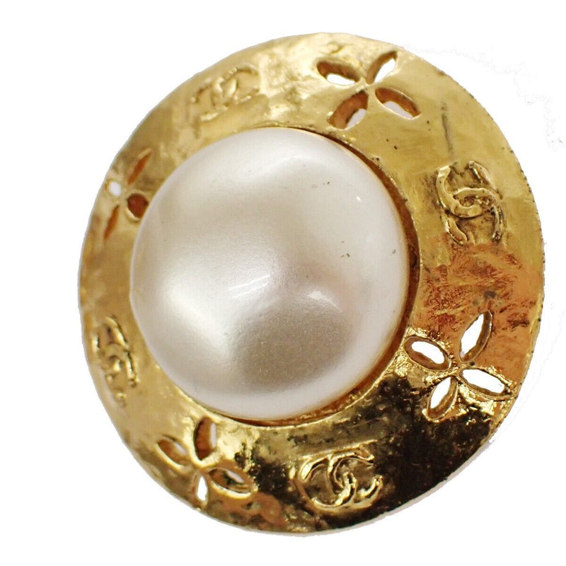 Chanel Cc Round Earrings Clip-On Button