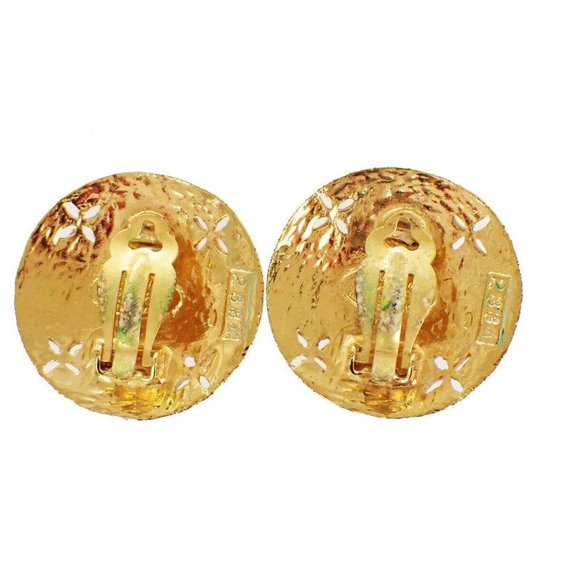 Chanel Cc Round Earrings Clip-On Button