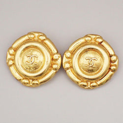 Chanel Cc Logo Round Button Earrings