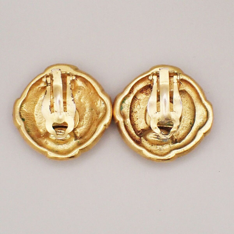 Chanel Cc Logo Round Button Earrings