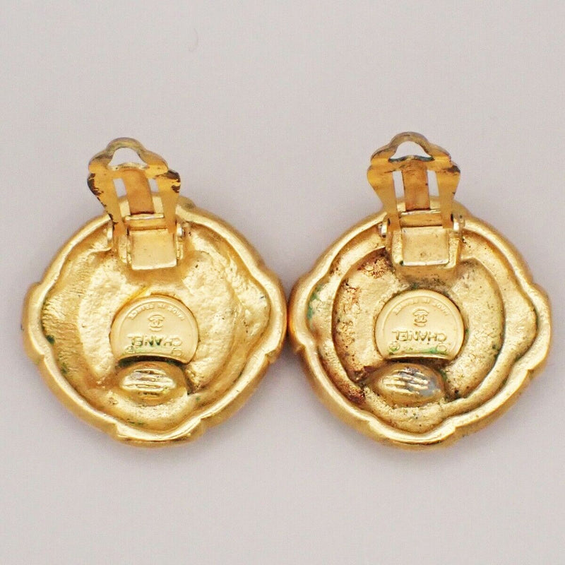 Chanel Cc Logo Round Button Earrings