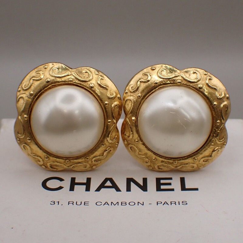 Chanel Cc Logo Button Earrings Clip-On