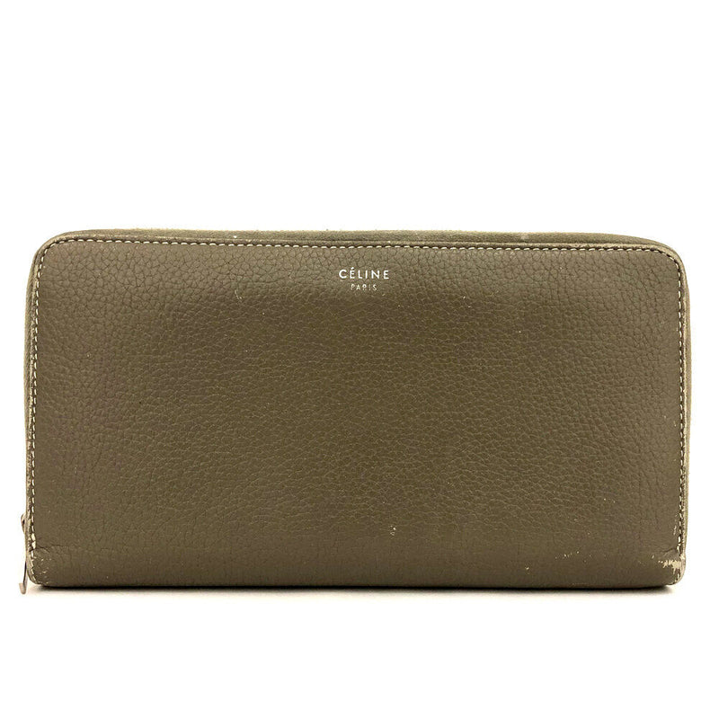 Celine Logo Leather Zip Around Long