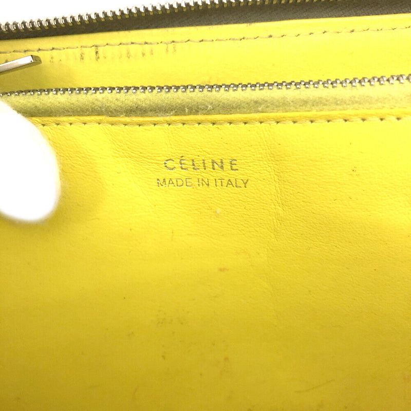 Celine Logo Leather Zip Around Long