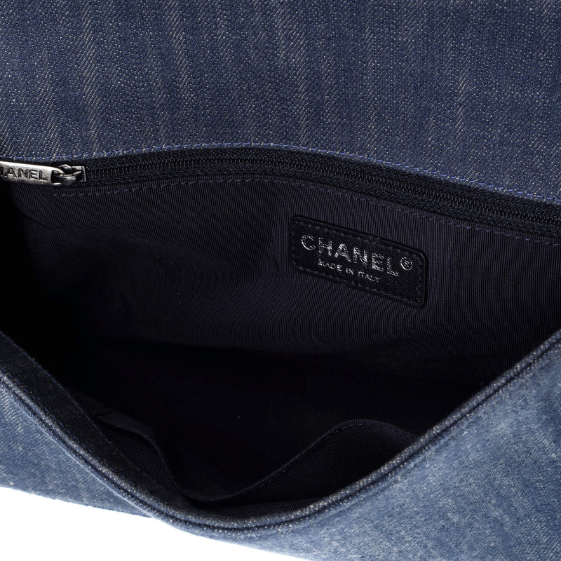 Chanel Boy Flap Bag Chevron Denim New