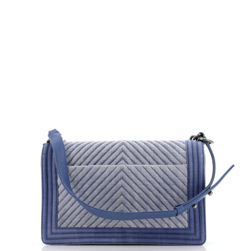 Chanel Boy Flap Bag Chevron Denim New