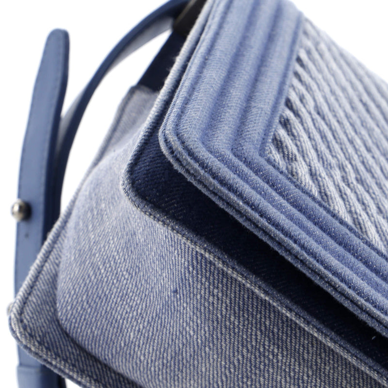 Chanel Boy Flap Bag Chevron Denim New