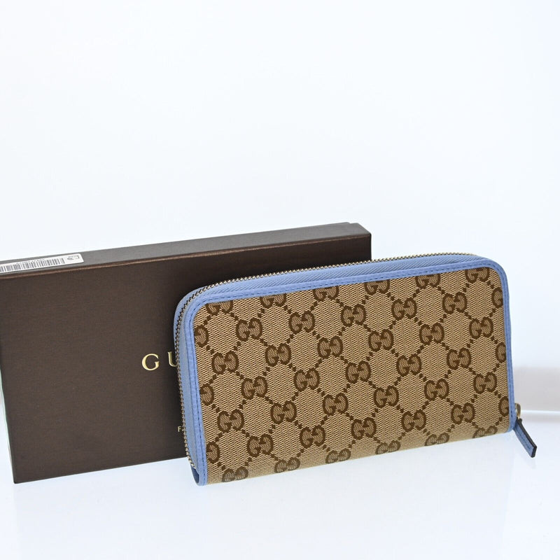 Gucci Gg Canvas Leather Zippy Long