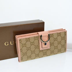 Gucci Gg Canvas Leather Long Wallet