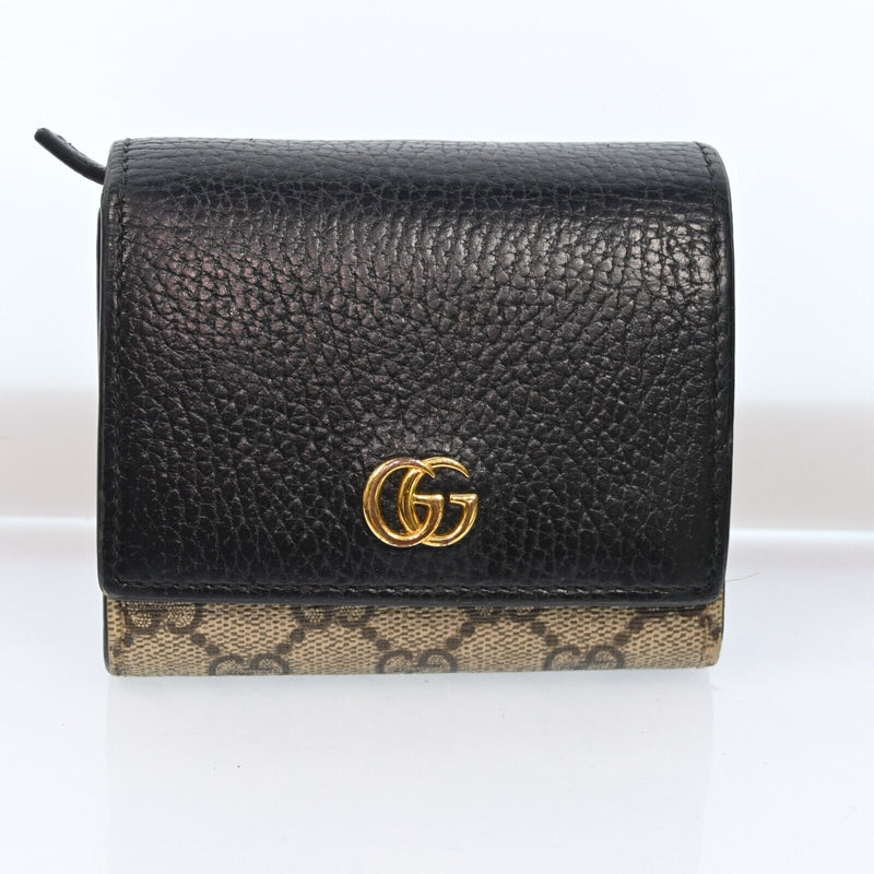 Gucci Gg Canvas Leather Compact Wallet