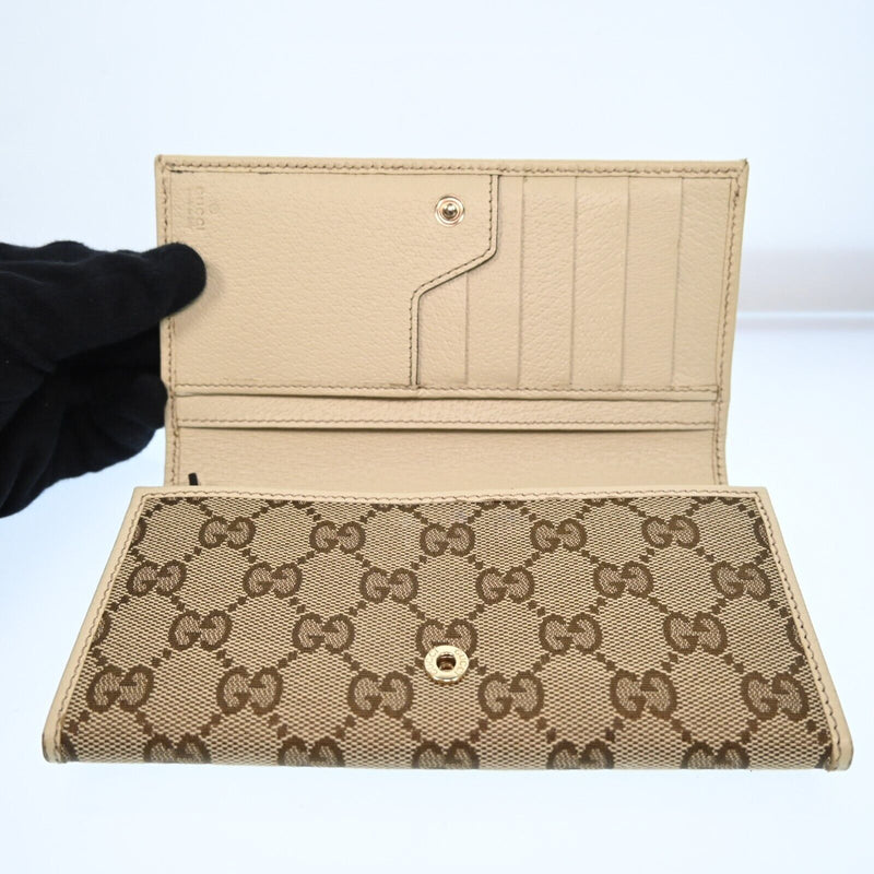 Gucci Gg Canvas Leather Long Wallet