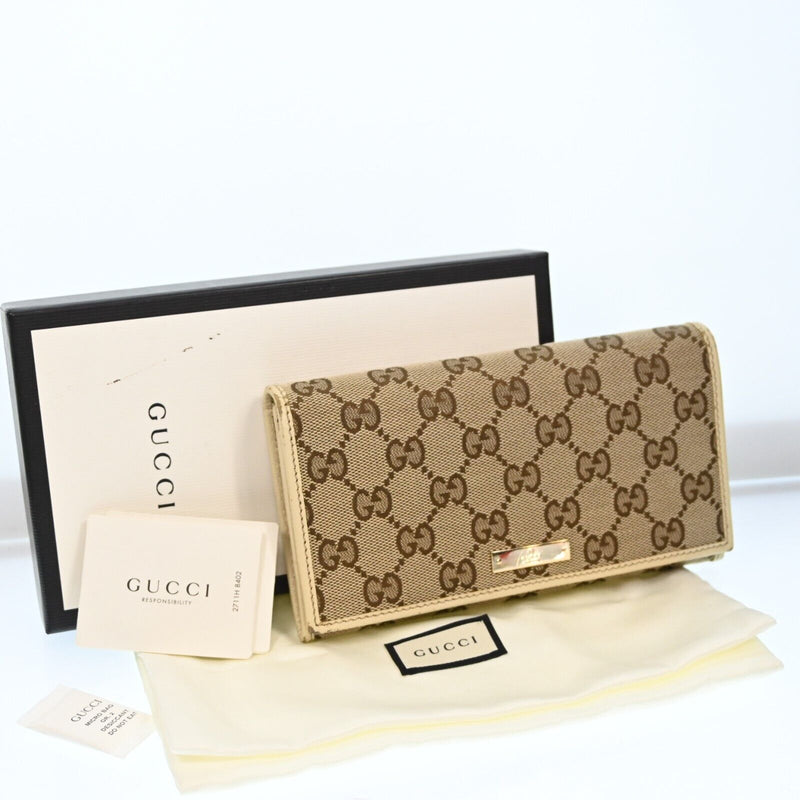 Gucci Gg Canvas Leather Long Wallet