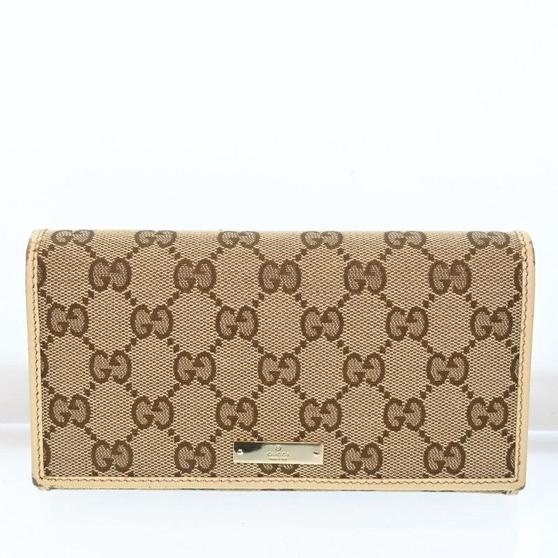 Gucci Gg Canvas Leather Long Wallet