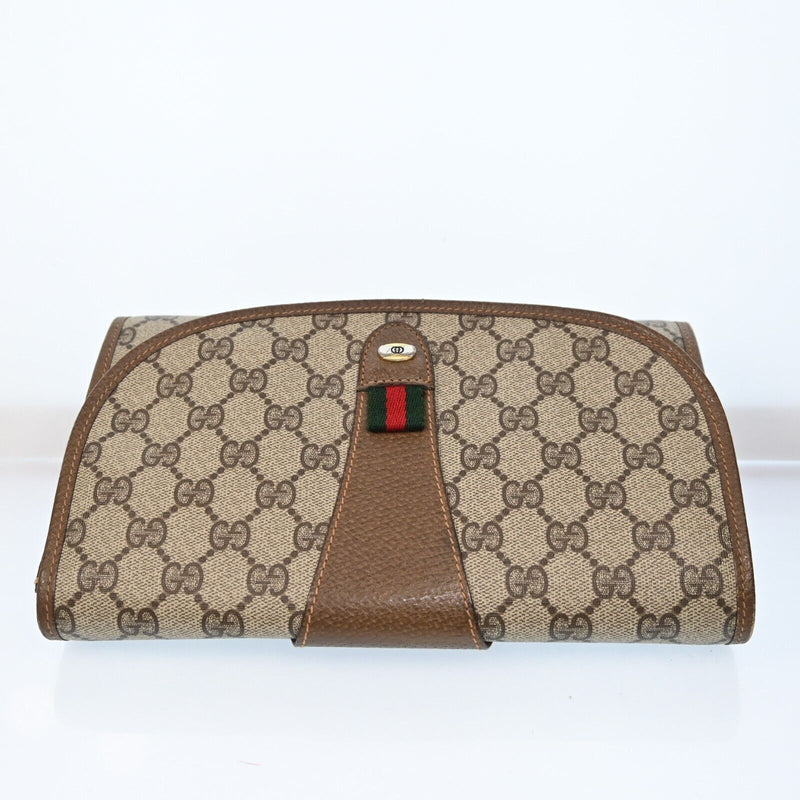 Gucci Web Sherry Line Clutch Bag Gg Pvc