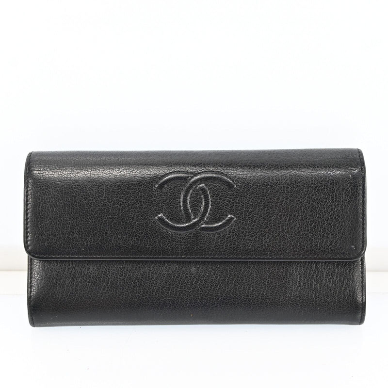 Chanel Coco Mark Long Wallet Purse Skin