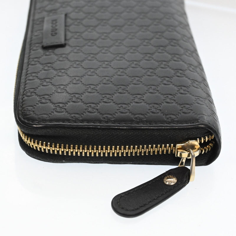 Gucci Micro Gg Leather Zippy Long Wallet