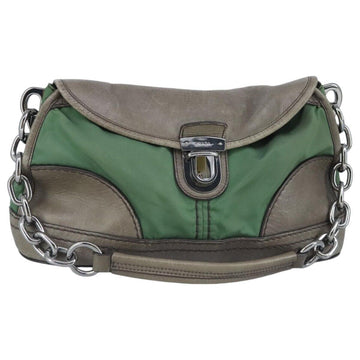 Prada Chain Shoulder Bag Nylon Khaki