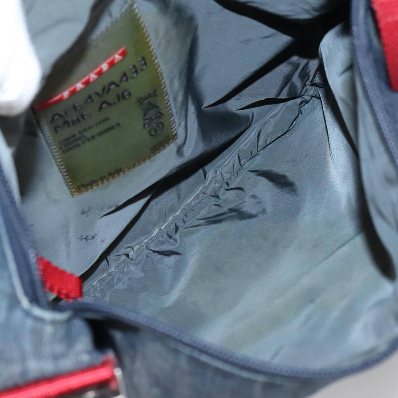 Prada Shoulder Bag Canvas Navy