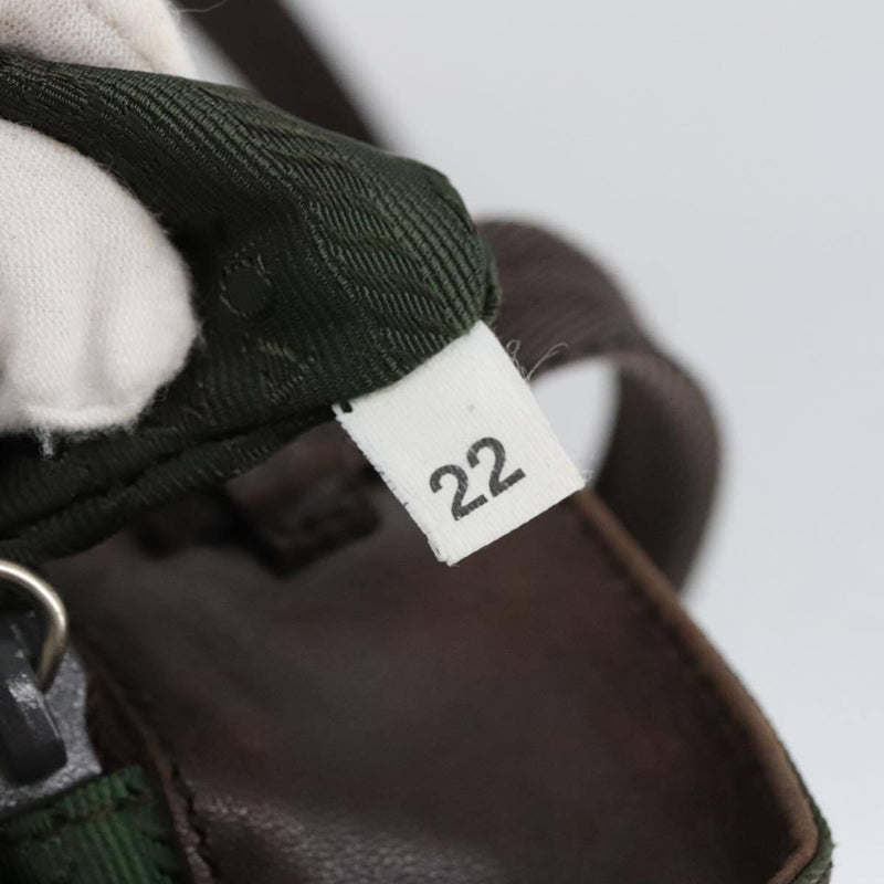 Prada Tote Bag Nylon Khaki Brown Silver