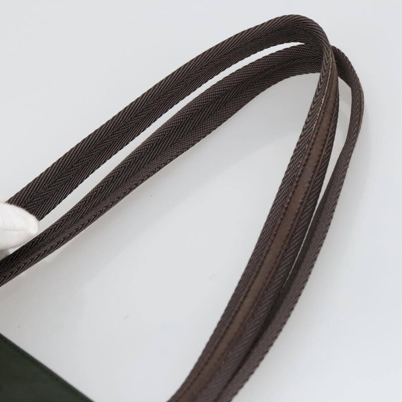 Prada Tote Bag Nylon Khaki Brown Silver
