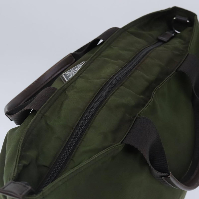 Prada Hand Bag Nylon Khaki