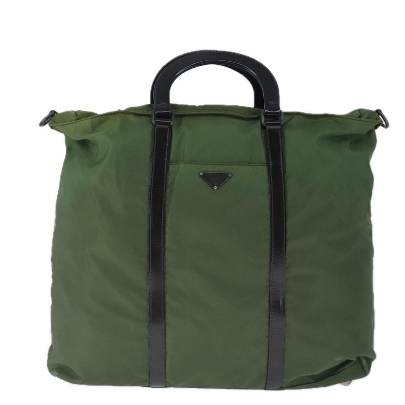 Prada Hand Bag Nylon Leather 2Way Khaki